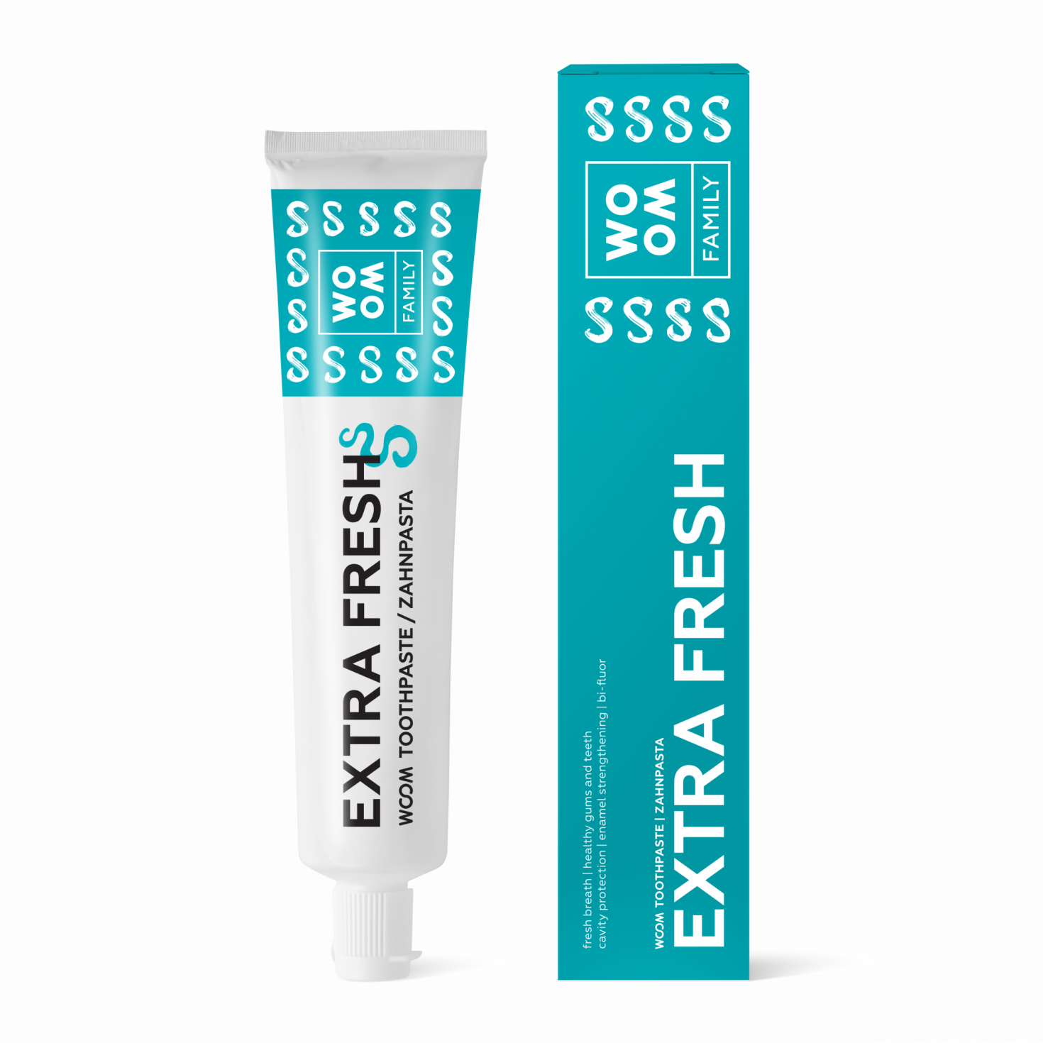 Toothpaste <br> <strong> WOOM FAMILY<br> EXTRA FRESH</strong><br><br><br>